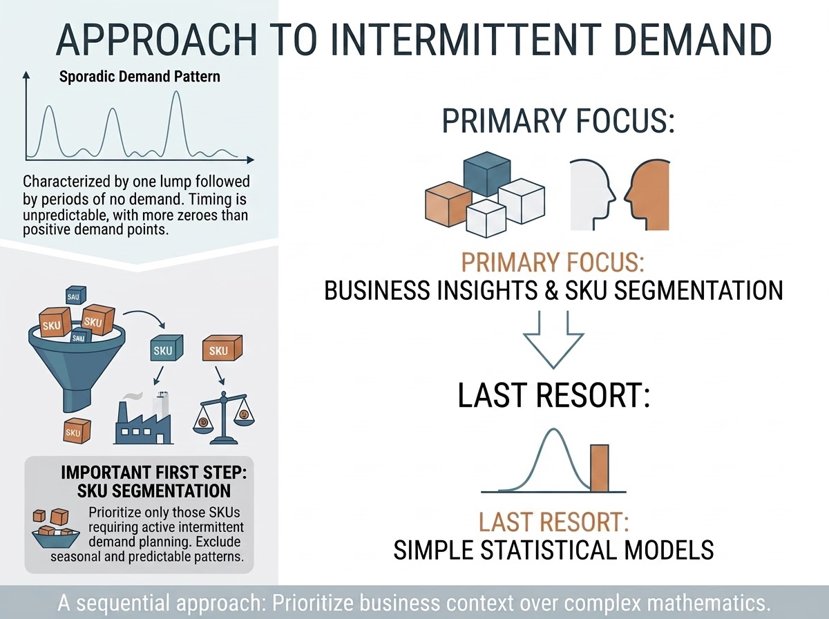 Chart showing intermittent demand pattern with sporadic non-zero order points
