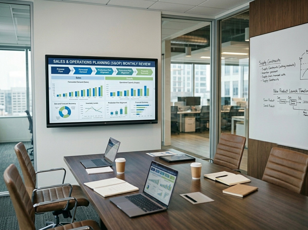 S&OP design and implementation consulting — DMAIC process redesign, cross-functional consensus planning, and exception management for enterprise sales and operations planning