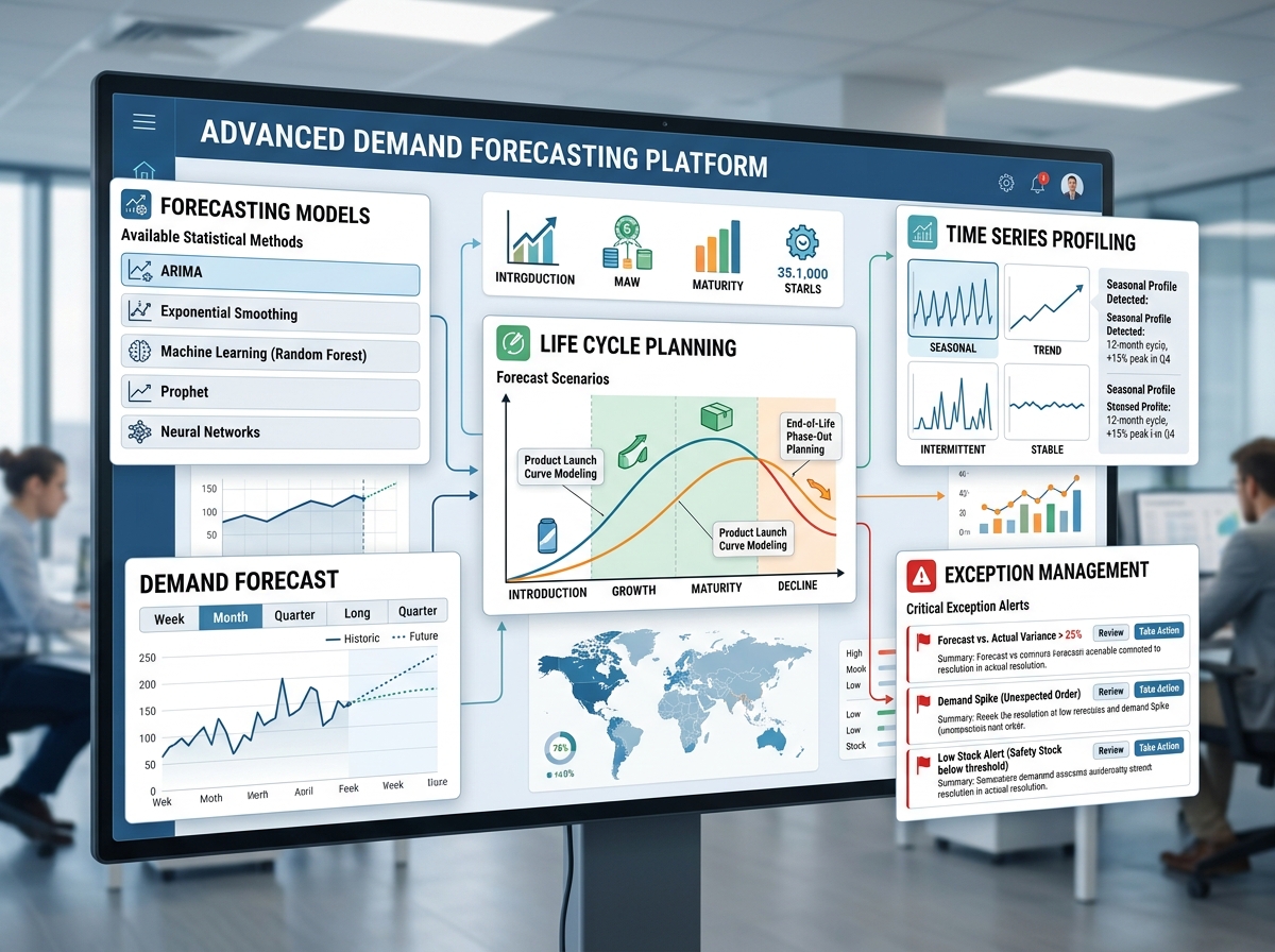SAP APO demand planning optimization — statistical model tuning, lifecycle planning, outlier detection, and exception-based forecasting for enterprise SCM re-implementation